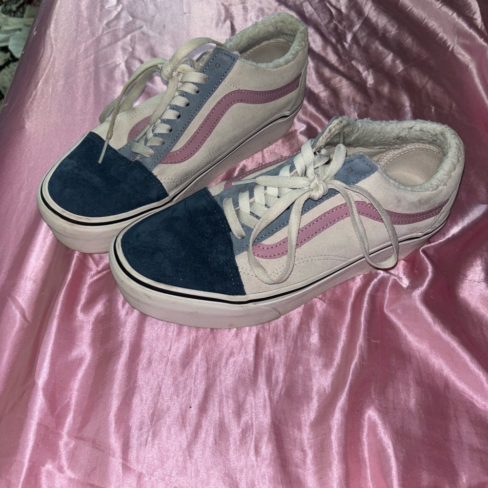 Pink and blue stacked vans